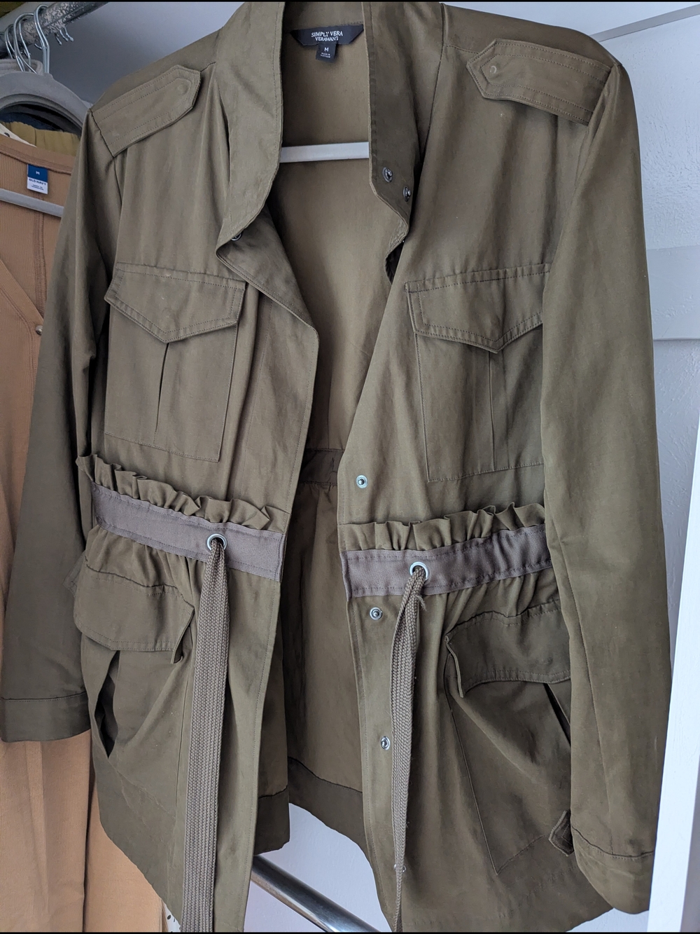 Simply Vera Vera Wang Olive Utility Field Jacket with Drawstring